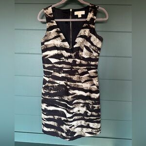 Michael Kors Black and White Patterned Mini Dress
